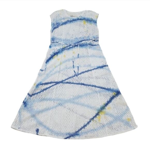 NEW Raquel Allegra Alice Eyelet Shift Dress in Blue Watercolor US Size Small 4/6 - Picture 8 of 13